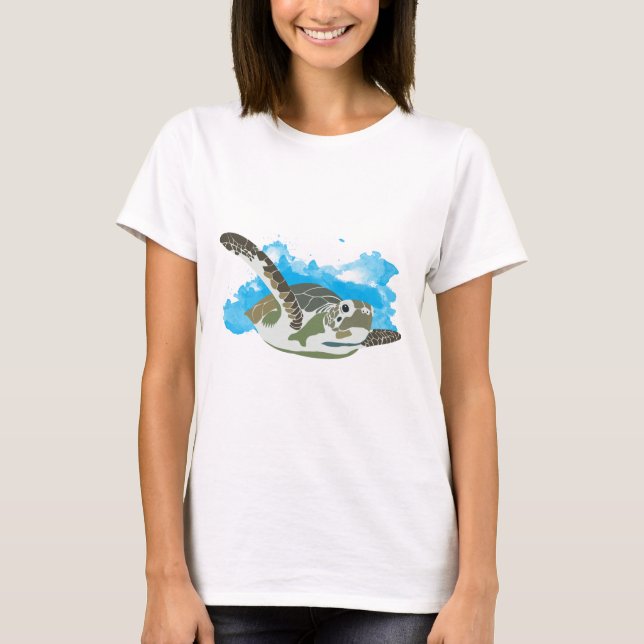 Sea Turtle Swimming  T-Shirt (Front)
