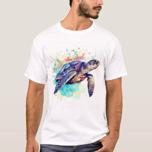 Sea Turtle Swimming watercolor painting T-Shirt