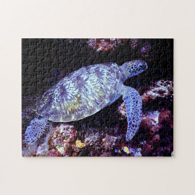 Sea Turtle Swimming with Live Coral Jigsaw Puzzle (Horizontal)