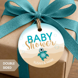 Sea Turtle Theme Baby Shower Circle Tag