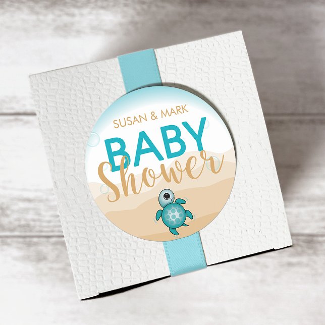 Sea Turtle Theme Baby Shower Sticker (Creator Uploaded)
