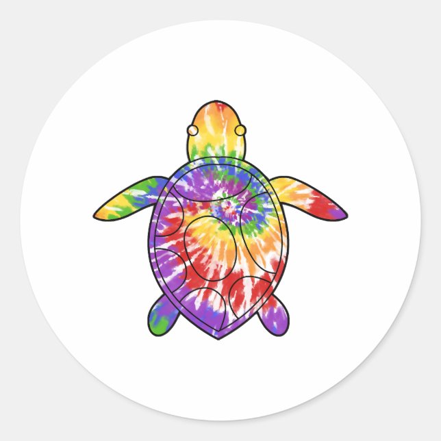 Sea Turtle tie dye Classic Round Sticker (Front)