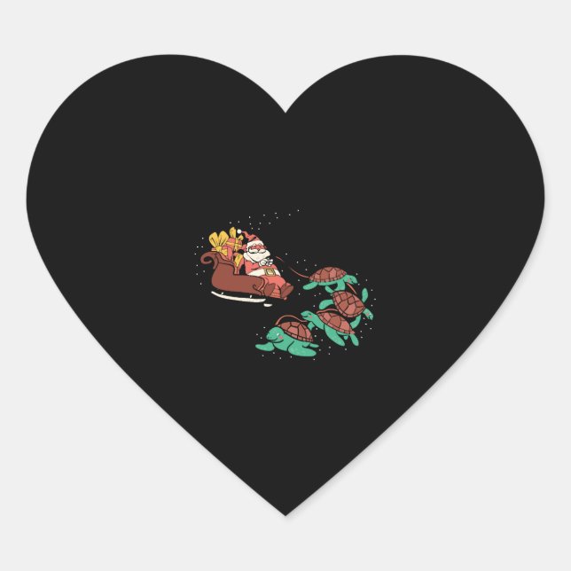 Sea Turtle Tortoise Christmas  Heart Sticker (Front)