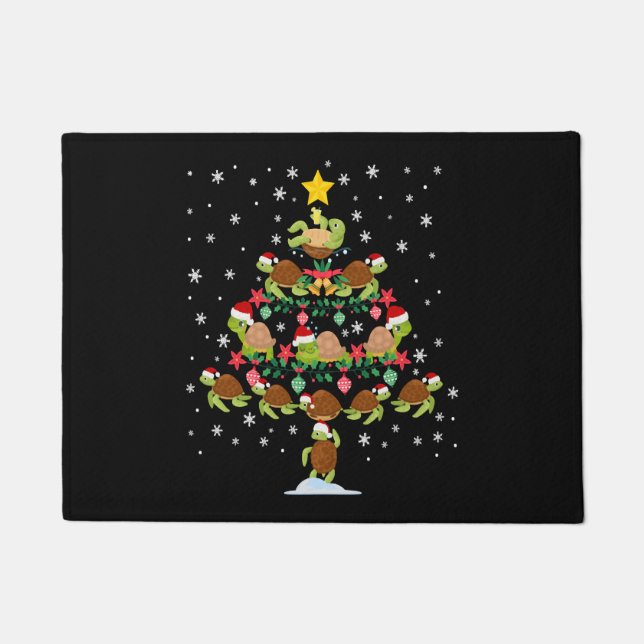 Sea Turtle Tortoise Christmas Tree Doormat (Front)