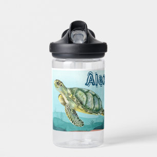 Sea Turtle Tortoise Custom Name  Water Bottle