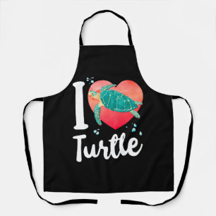 Sea Turtle Tortoise Heart I Love Apron