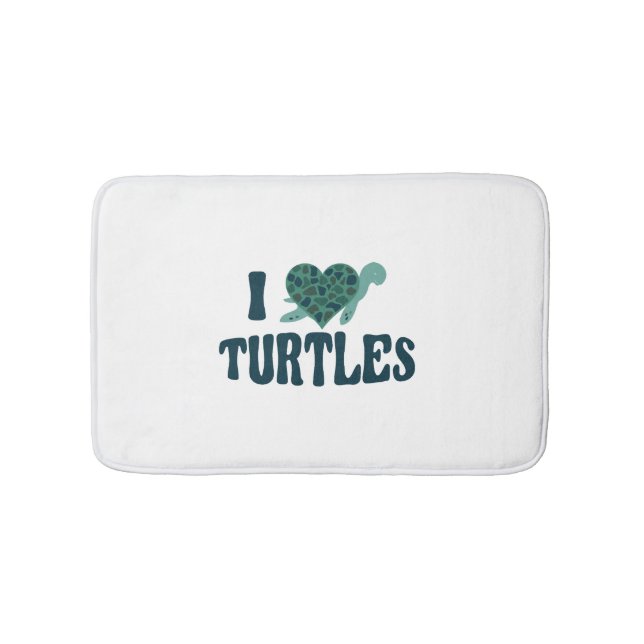 Sea Turtle Tortoise Heart I Love Bath Mat (Front)