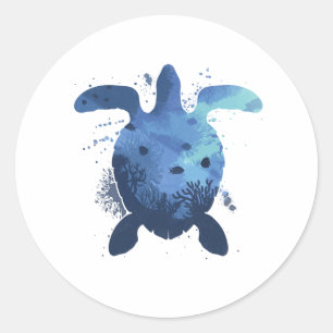 Sea Turtle Tortoise Heart I Love Classic Round Sticker