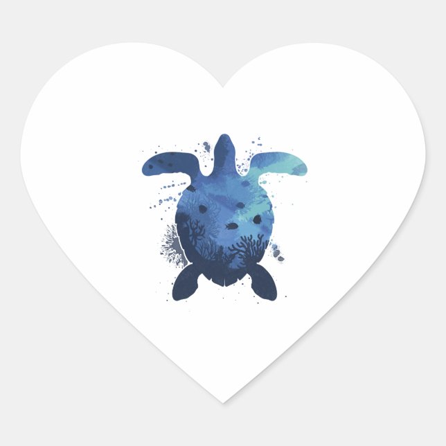 Sea Turtle Tortoise Heart Sticker (Front)