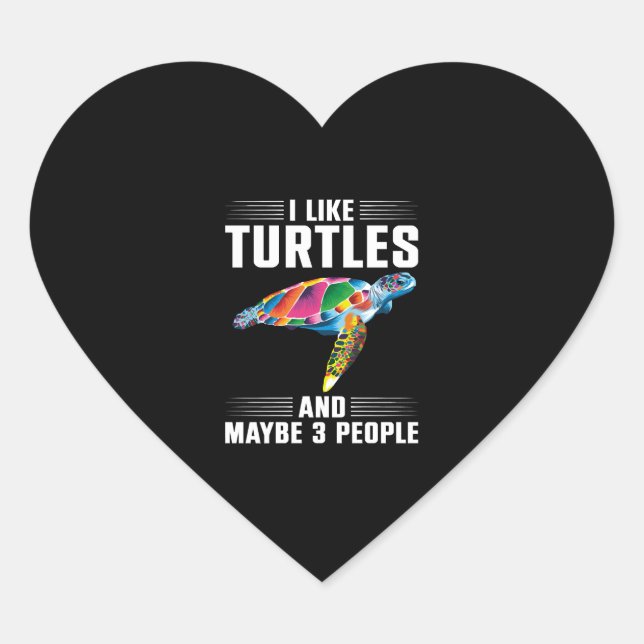 Sea Turtle Tortoise I Like Turtles    Heart Sticker (Front)