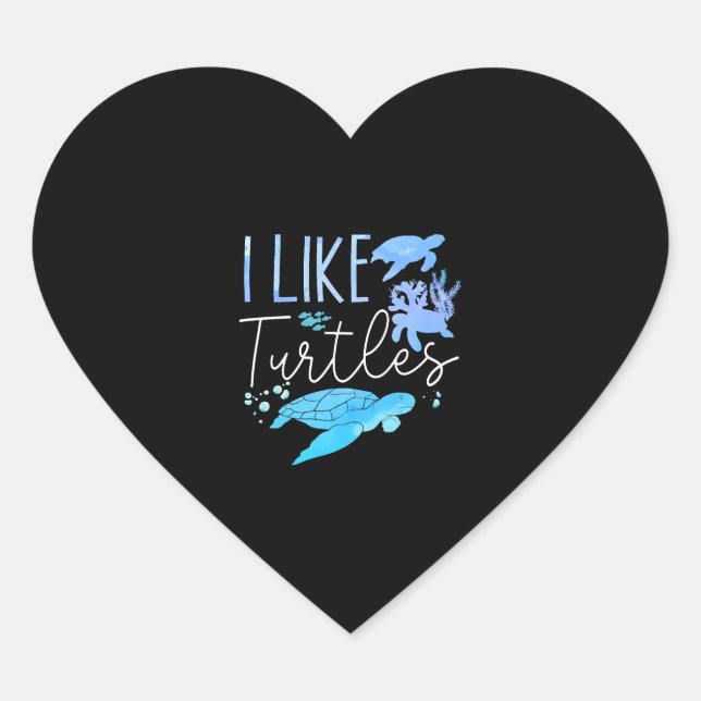 Sea Turtle Tortoise I Like Turtles  Heart Sticker (Front)