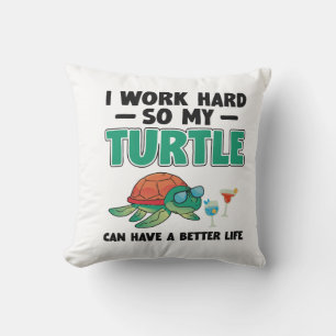 Sea Turtle Tortoise I Work Hard So Copy Copy Copy Cushion