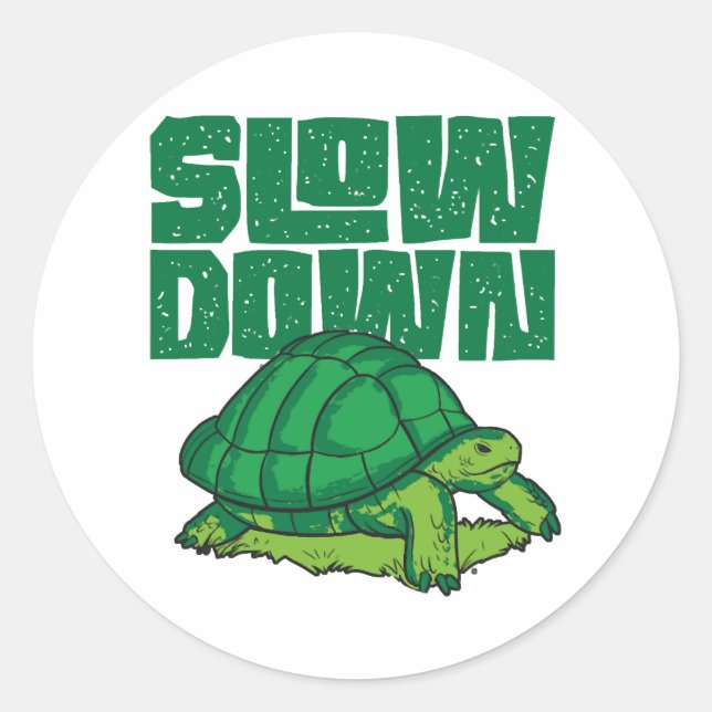 Sea Turtle Tortoise Slow Down Classic Round Sticker (Front)