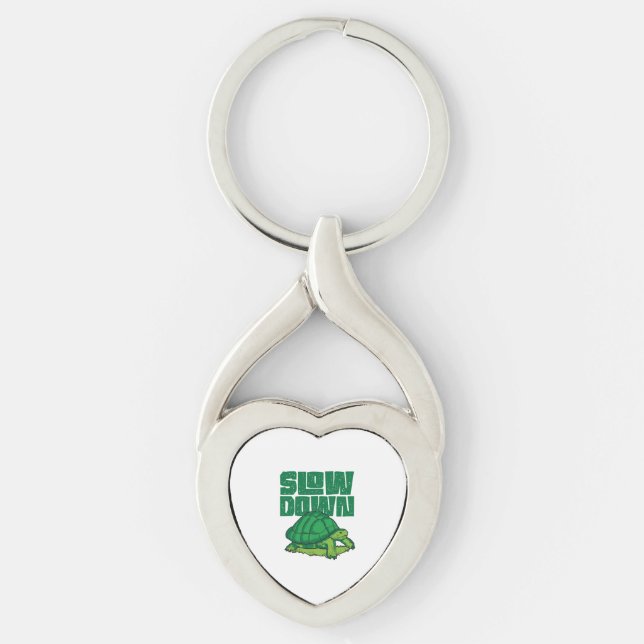 Sea Turtle Tortoise Slow Down  Key Ring (Front)