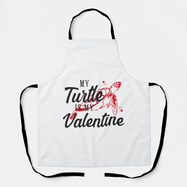 Sea Turtle Tortoise Valentines Day          Apron (Front)