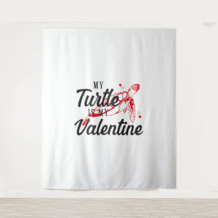 Sea Turtle Tortoise Valentines Day Tapestry