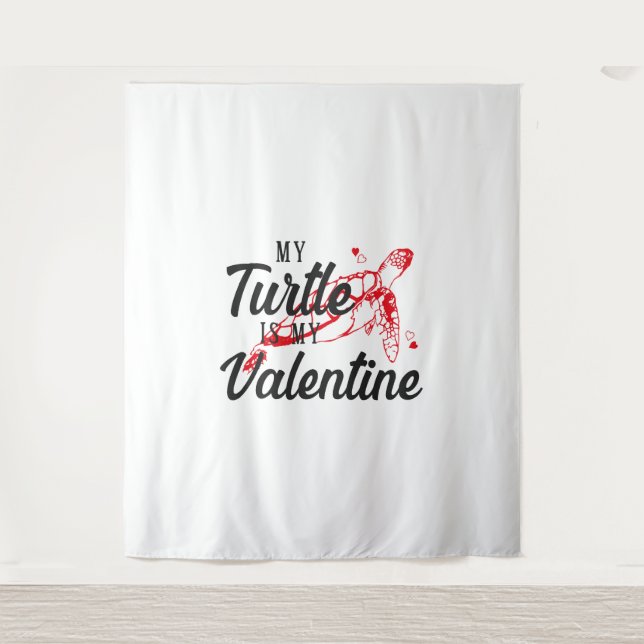 Sea Turtle Tortoise Valentines Day          Tapestry (Front)