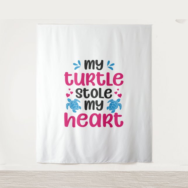 Sea Turtle Tortoise Valentines Day        Tapestry (Front)