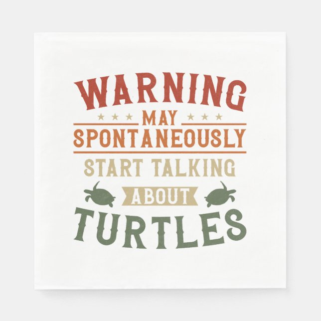 Sea Turtle Tortoise Warning May   Napkin (Front)