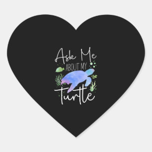 Sea Turtle Tortoise Watercolor Ask  Heart Sticker