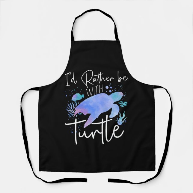 Sea Turtle Tortoise Watercolor I'd  Apron (Front)