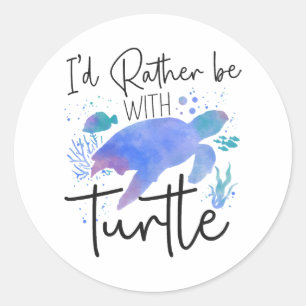 Sea Turtle Tortoise Watercolor I'd Classic Round Sticker