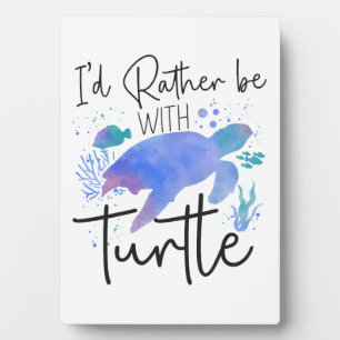 Sea Turtle Tortoise Watercolor I'd Plaque
