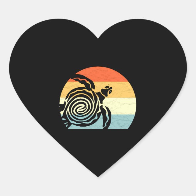 Sea Turtle Tribal Throwback Vacation Heart Sticker (Front)