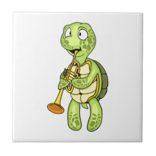 Sea Turtle Trumpet Player Kids Music Orchestra Ceramic Tile