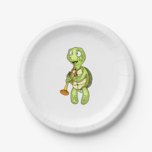 Sea Turtle Trumpet Player Kids Music Orchestra Paper Plate