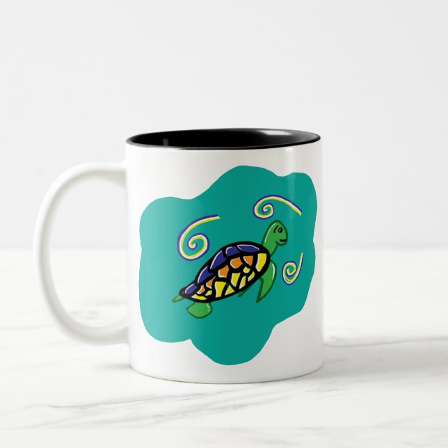 Sea Turtle Two-Tone Coffee Mug (Left)