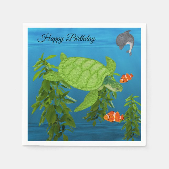 Sea Turtle , Under the Ocean Napkin (Front)