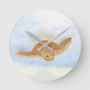 Sea Turtle under Water.     Round Clock
