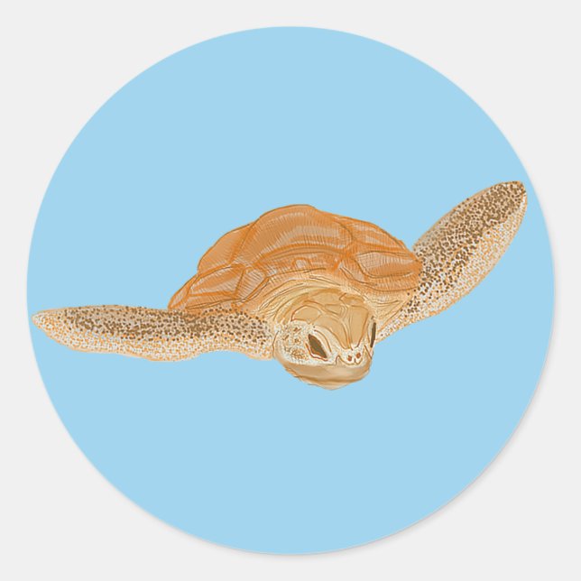 Sea Turtle under Water - transparent.  Classic Round Sticker (Front)