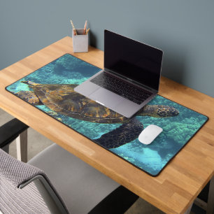 Sea Turtle Underwater or Your Photo Desk Mat