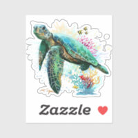 Sea turtle underwater watercolor Style