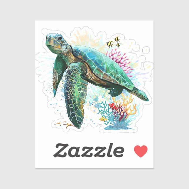 Sea turtle underwater watercolor Style (Sheet)