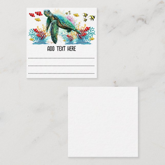 Sea turtle underwater watercolor Style Card (Front/Back)