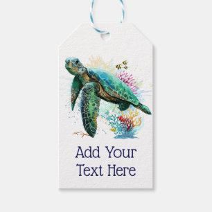 Sea turtle underwater watercolor Style Gift Tags