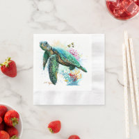 Sea turtle underwater watercolor Style