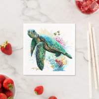 Sea turtle underwater watercolor Style