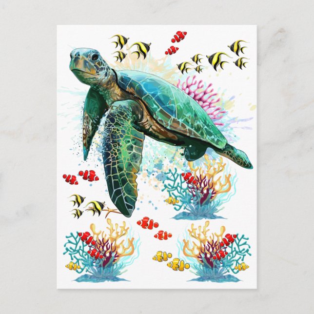 Sea turtle underwater watercolor Style Postcard (Front)