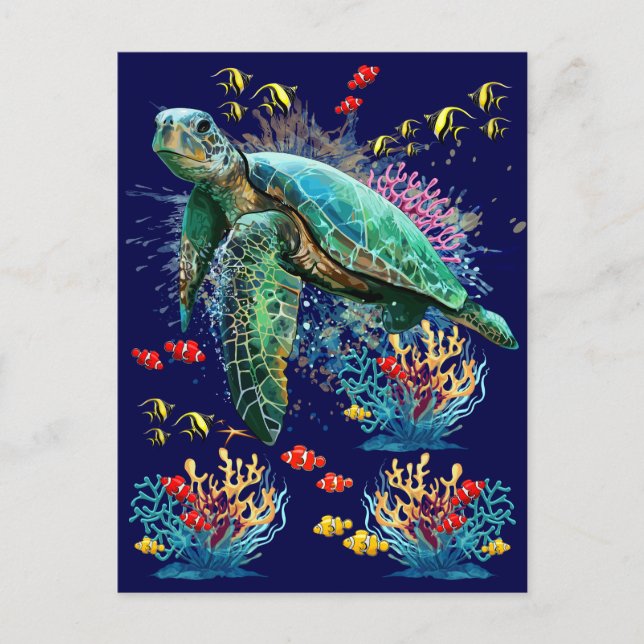Sea turtle underwater watercolor Style Postcard (Front)