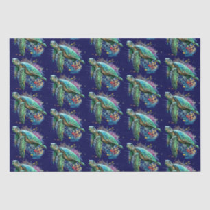Sea turtle underwater watercolor Style Tissue Paper