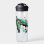 Sea turtle underwater watercolor Style Water Bottle<br><div class="desc">Beautiful Sea turtle swimming in peaceful summer underwater created in watercolor style. Original Vector Graphic Art Illustration Copyright BluedarkArt TheCHameleonArt.</div>
