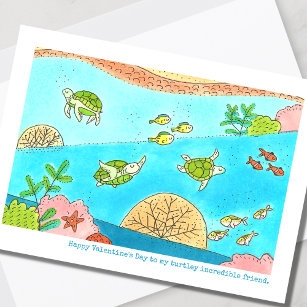 Sea Turtle Valentine's Day Holiday Card