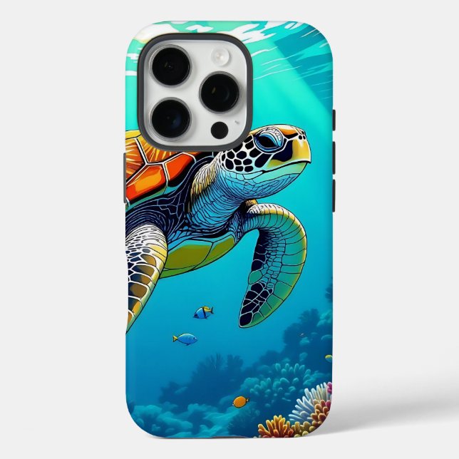 Sea Turtle Vibrant Ocean Illustration Case-Mate iPhone Case (Back)