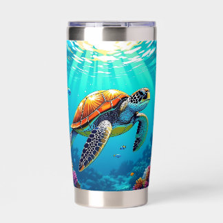 Sea Turtle Vibrant Ocean Illustration Insulated Tumbler