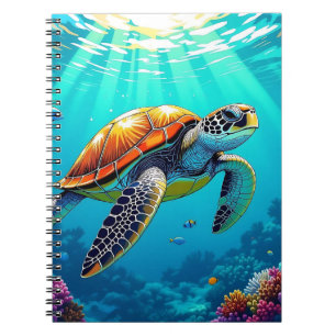 Sea Turtle Vibrant Ocean Illustration Notebook