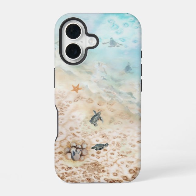 Sea Turtle Voyage iPhone 16 Case (Back)